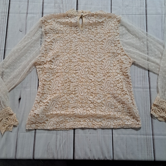 Boho Bohemian Lace Sheer Long Sleeve Small - Picture 6 of 10